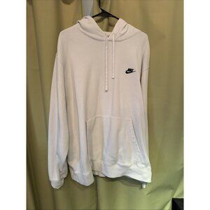 Nike Club Pullover Hoodie Sweat Shirt White Black BV2654-100 Men's Size 2XL XXL